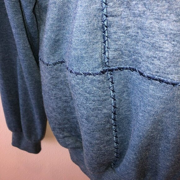 Alfred Dunner Small Blue Flower Embroidered Quarter Zip Sweatshirt Shirt Size S - Picture 7 of 10